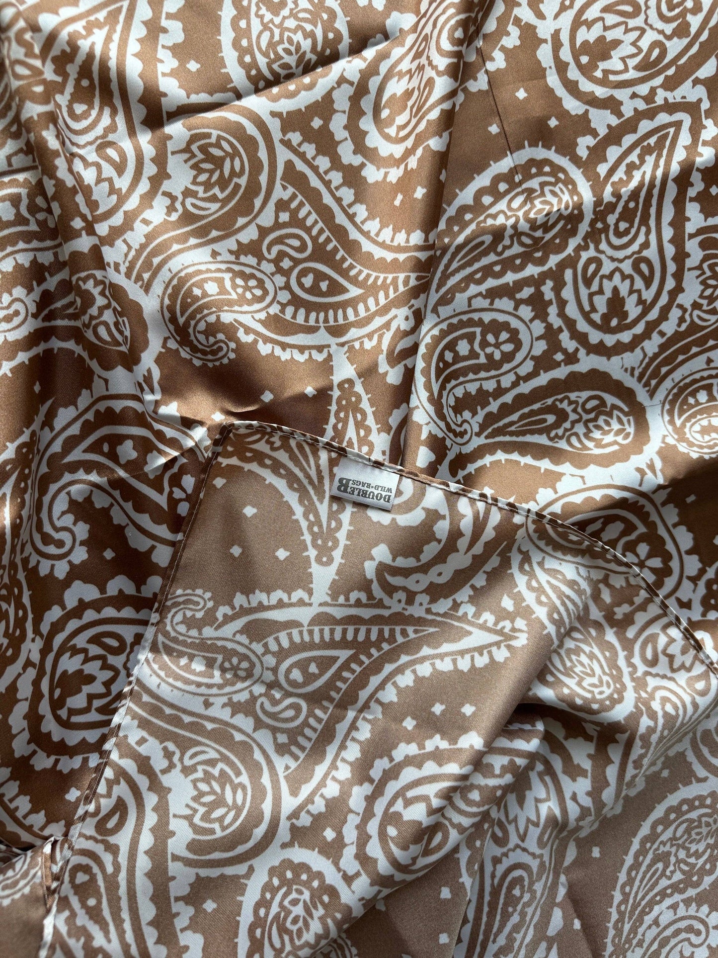 Taupe and Off White Paisley Wild Rag