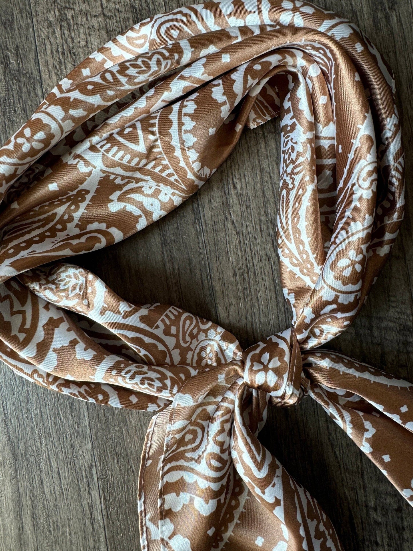 Taupe and Off White Paisley Wild Rag