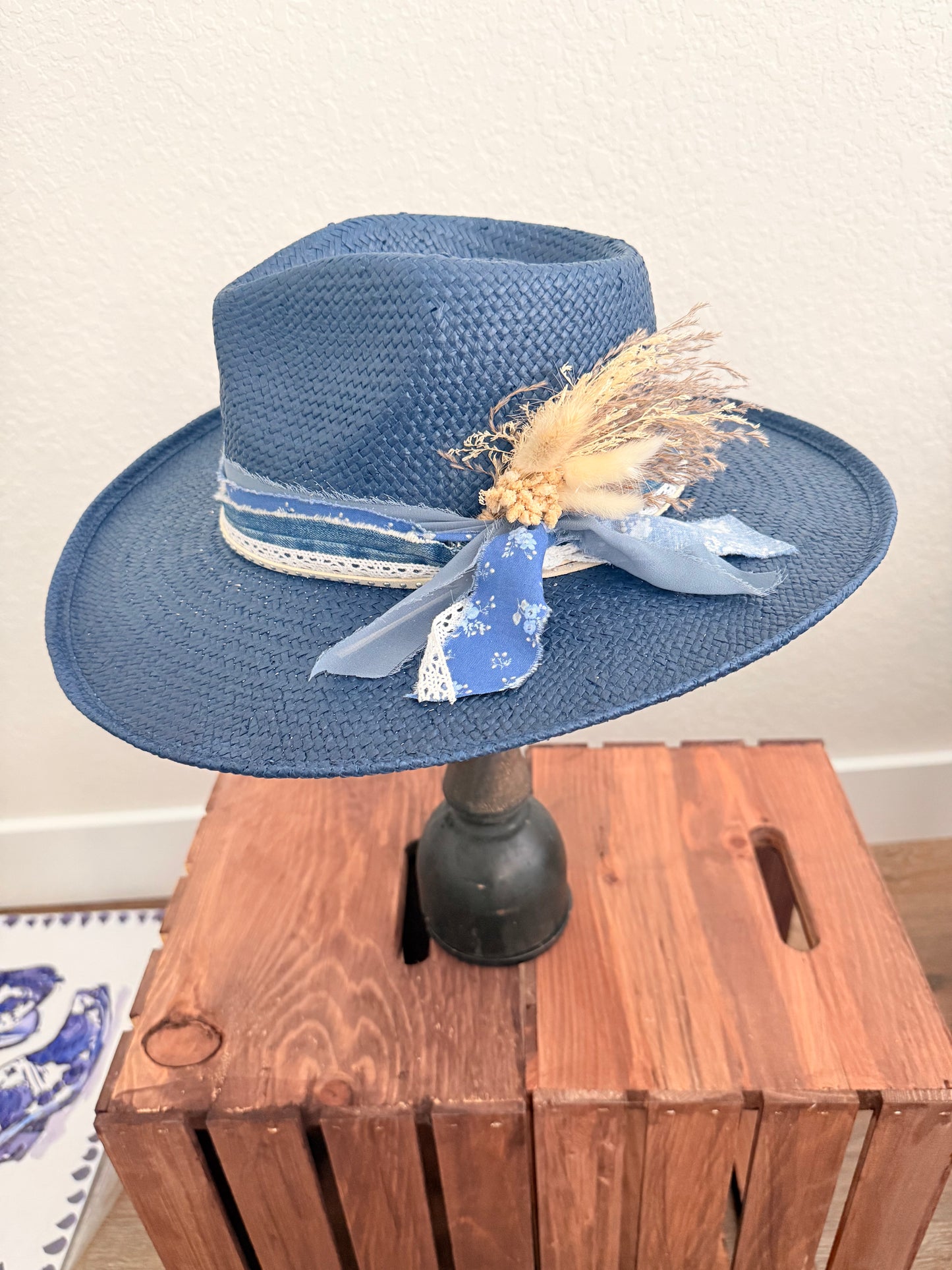 Custom Bailey Straw - Navy - Medium (57 cm)