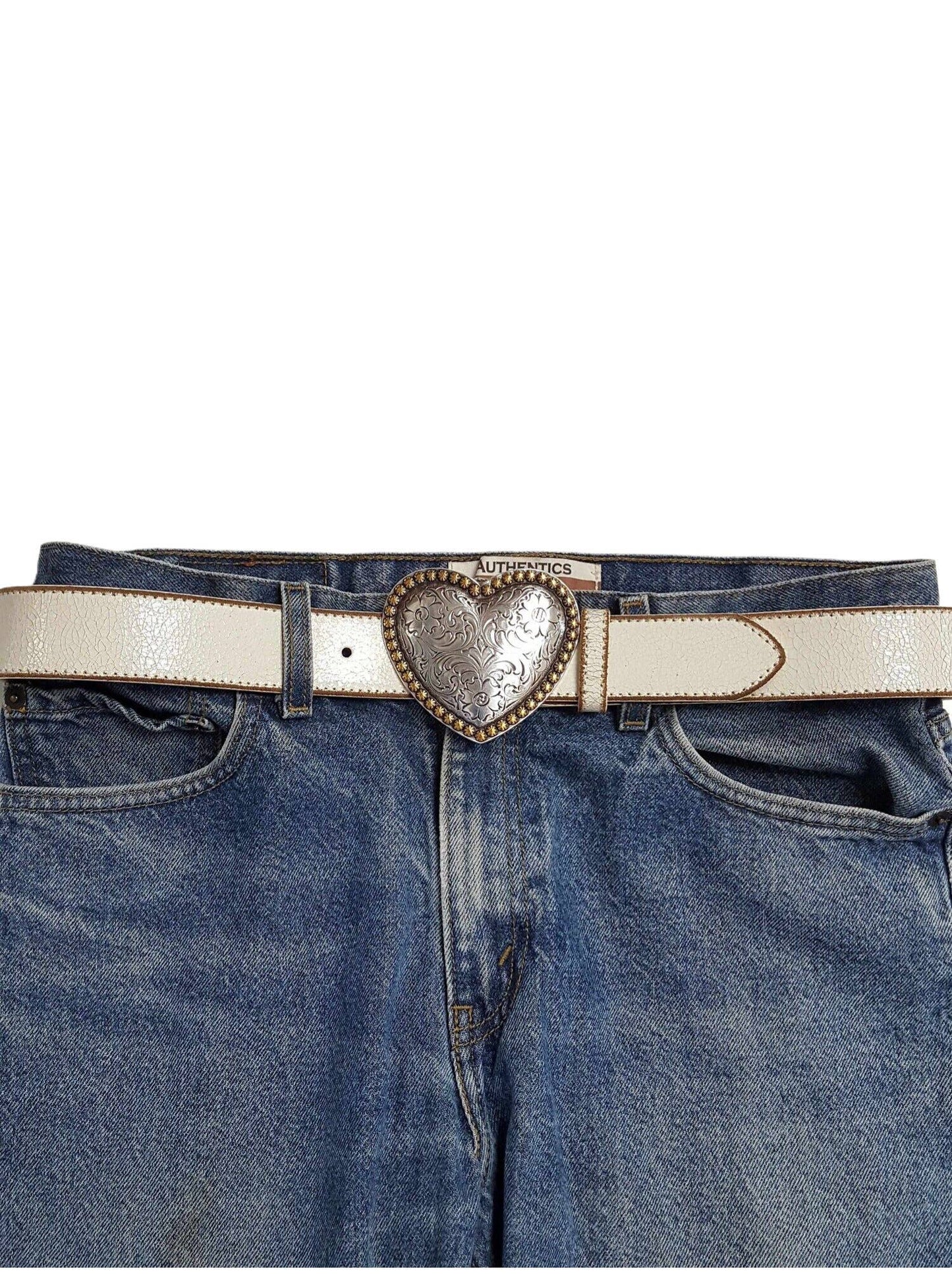 Western Heart Buckle with Vintage Leather belt
