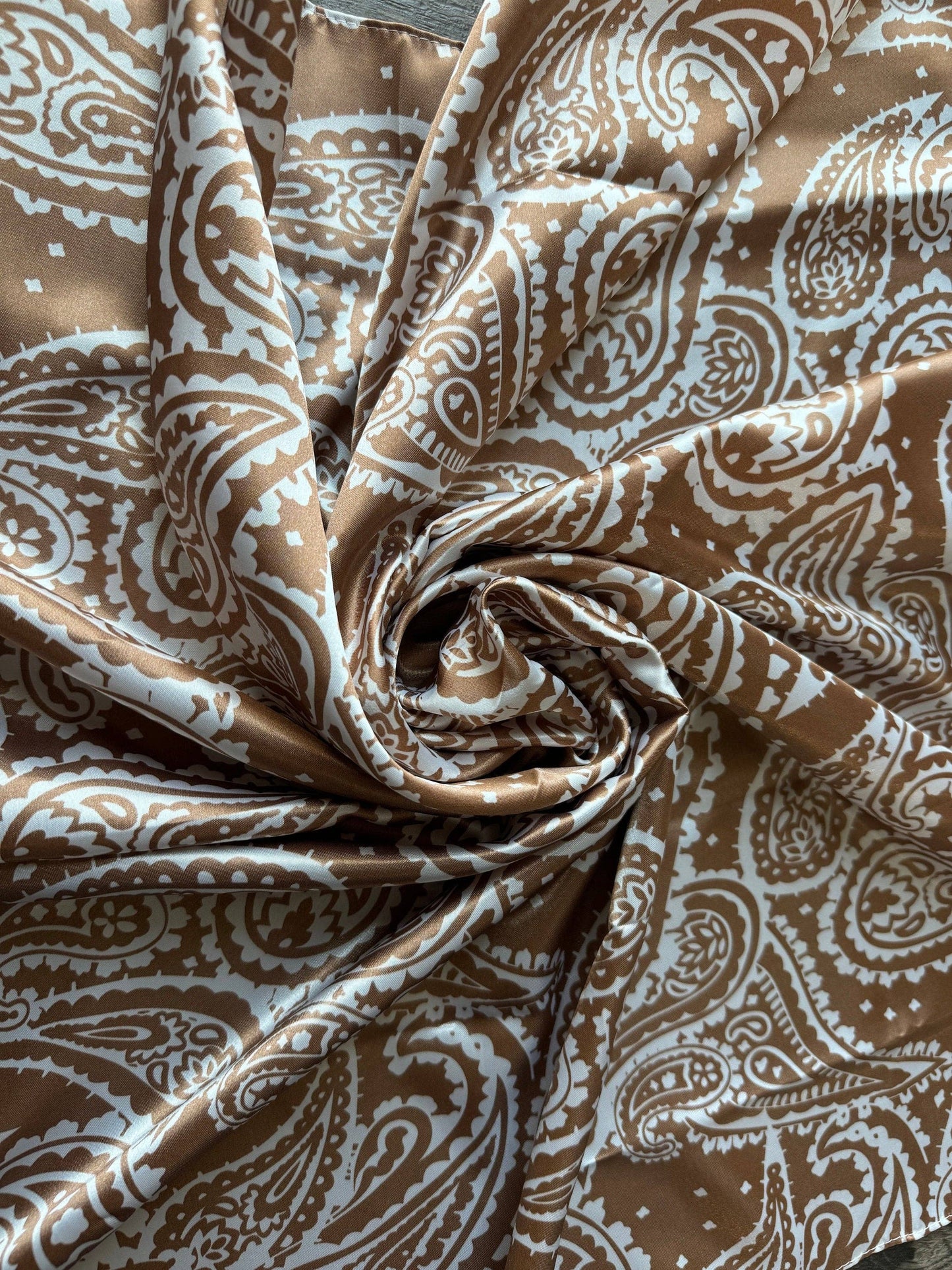 Taupe and Off White Paisley Wild Rag