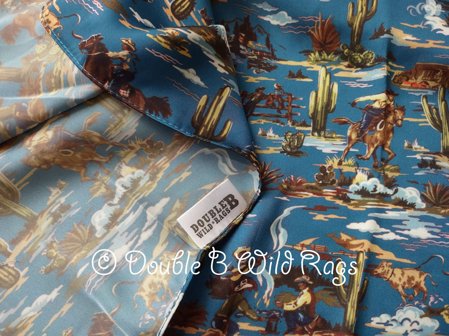 Vintage Retro Blue Cowboy Wild Rags