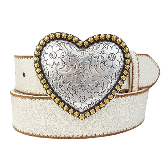 Western Heart Buckle with Vintage Leather belt