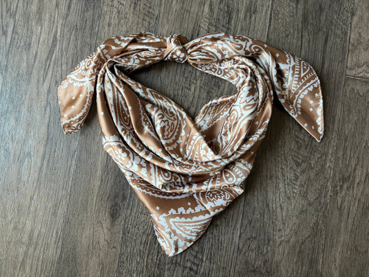 Taupe and Off White Paisley Wild Rag