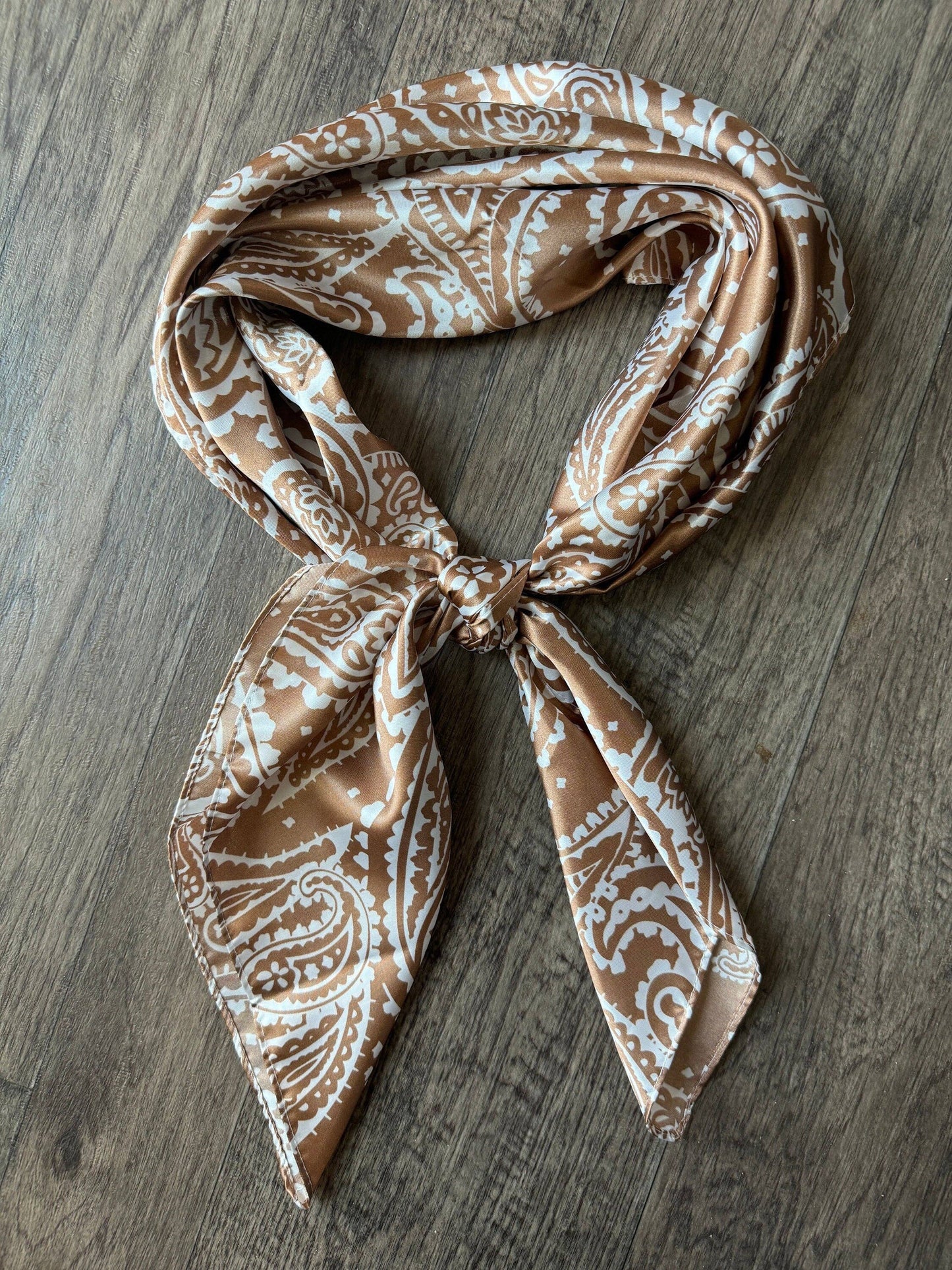 Taupe and Off White Paisley Wild Rag