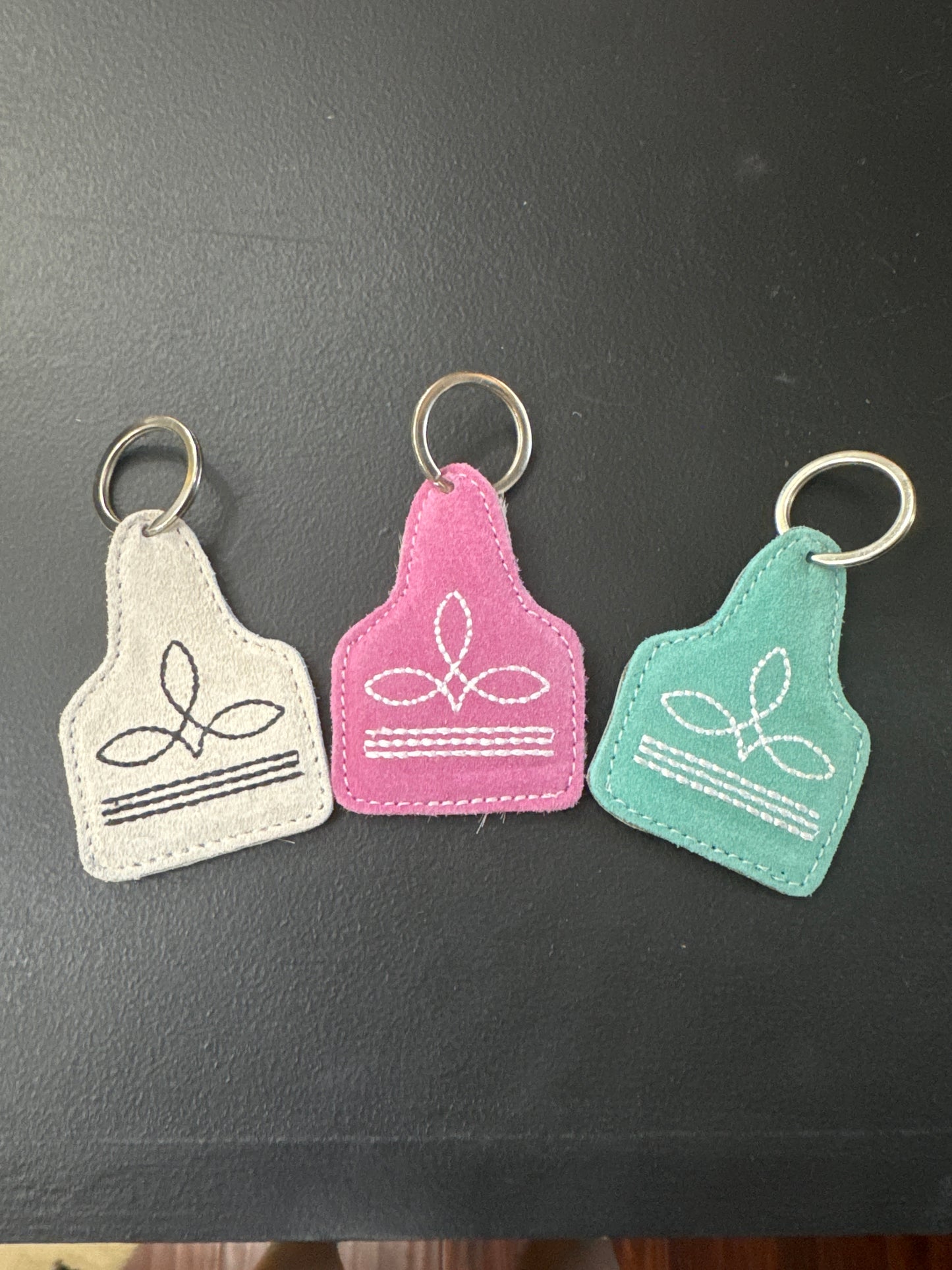 Boot stitch and Cowhide Keychains